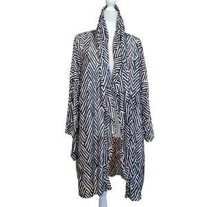 Oscar de la Renta Swimwear Cover Up Womens Med Sheer Kimono Jacket Beach Glamour